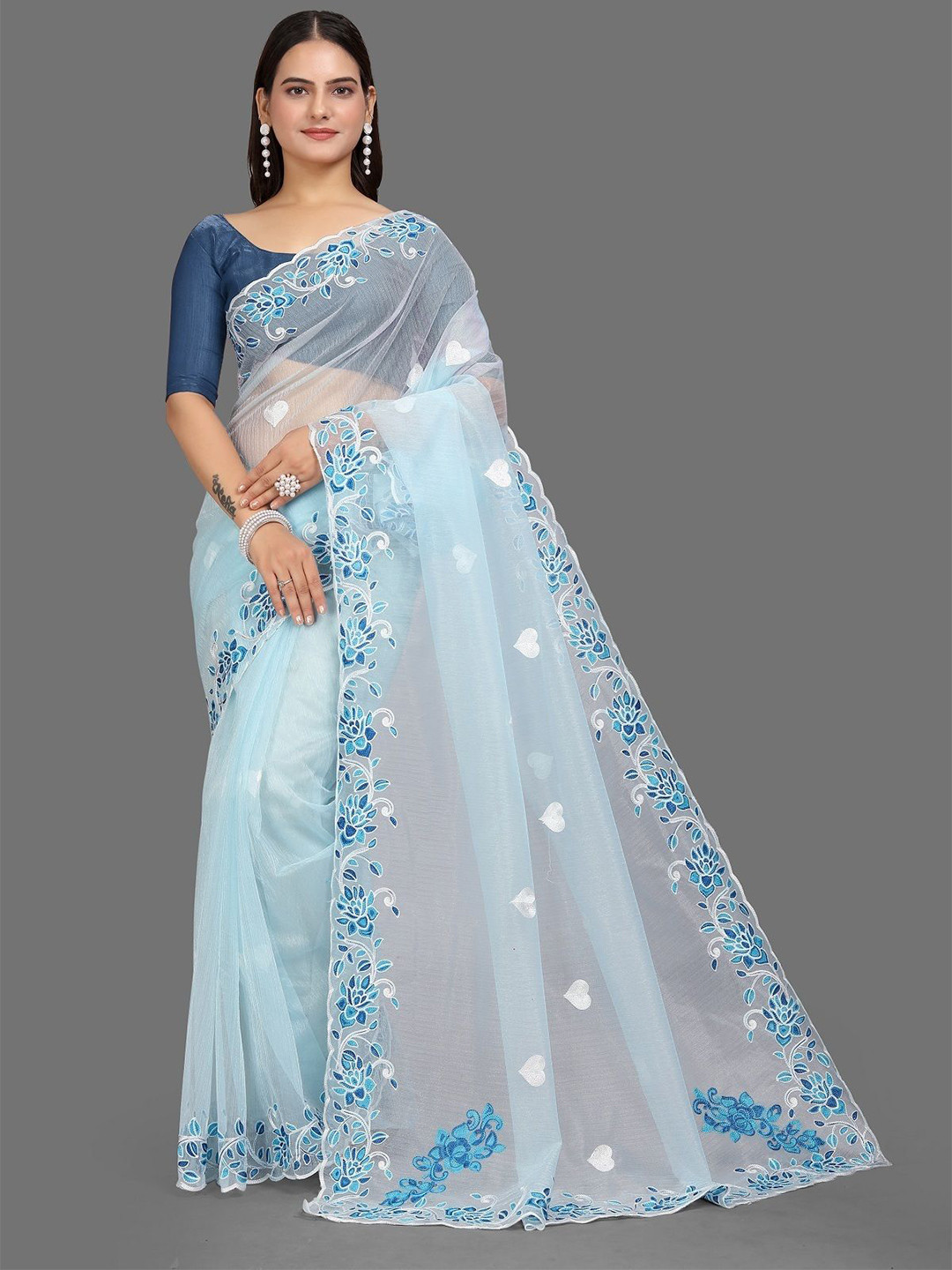 

Aika Pure Silk Banarasi Saree, Blue