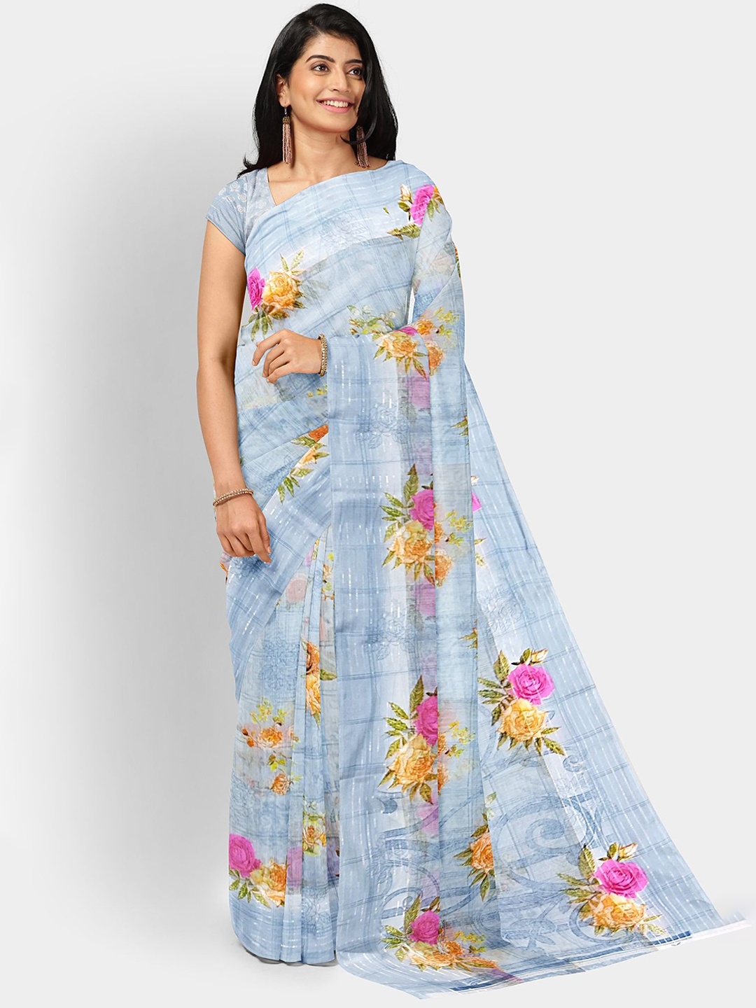 

Classy Foriever Floral Saree, Grey