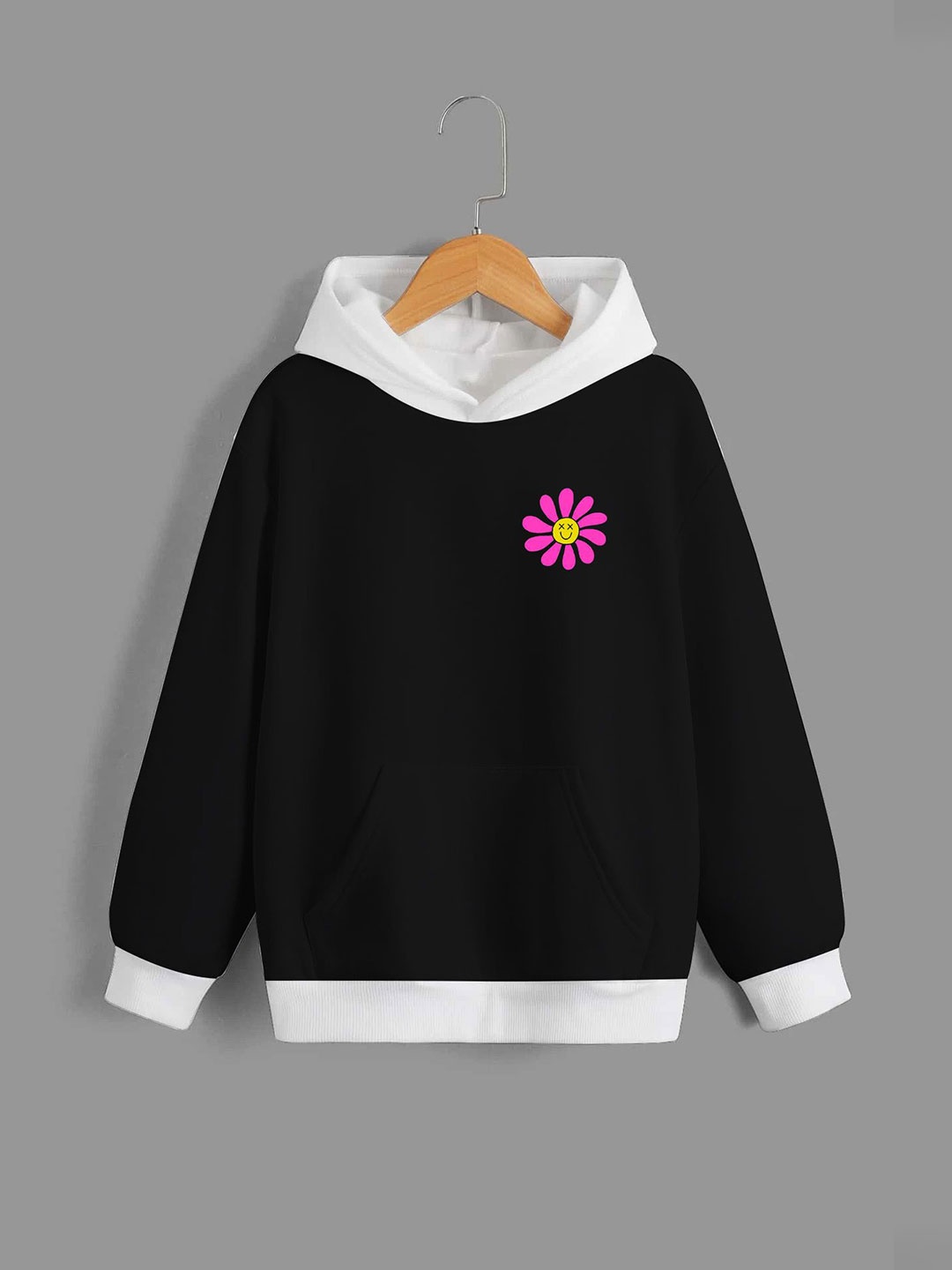 

Dagcros Boys Printed Hooded Pullover Sweatshirt, Black