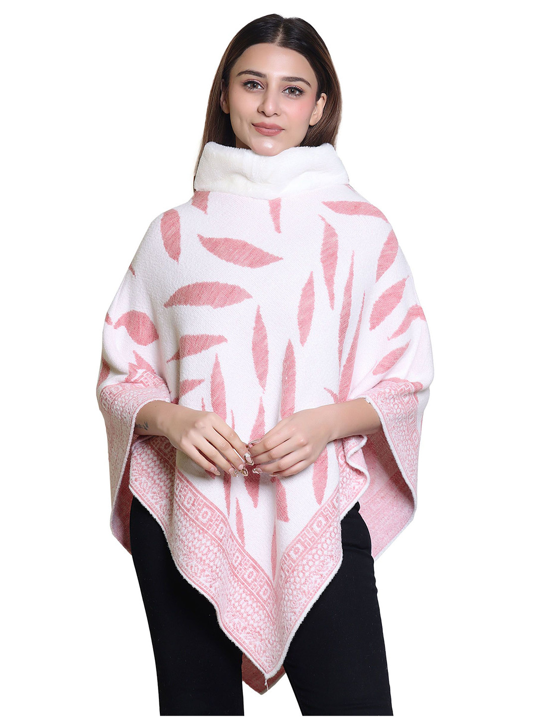 

DISCOVERYLINE Women Abstract Printed Poncho, Pink