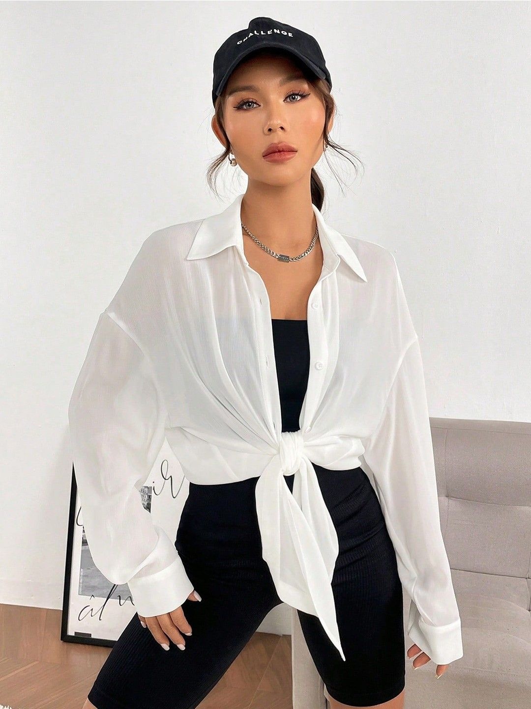 

NANCHI Women Comfort Relaxed Fit Spread Collar Solid Cotton Casual Shirt, White