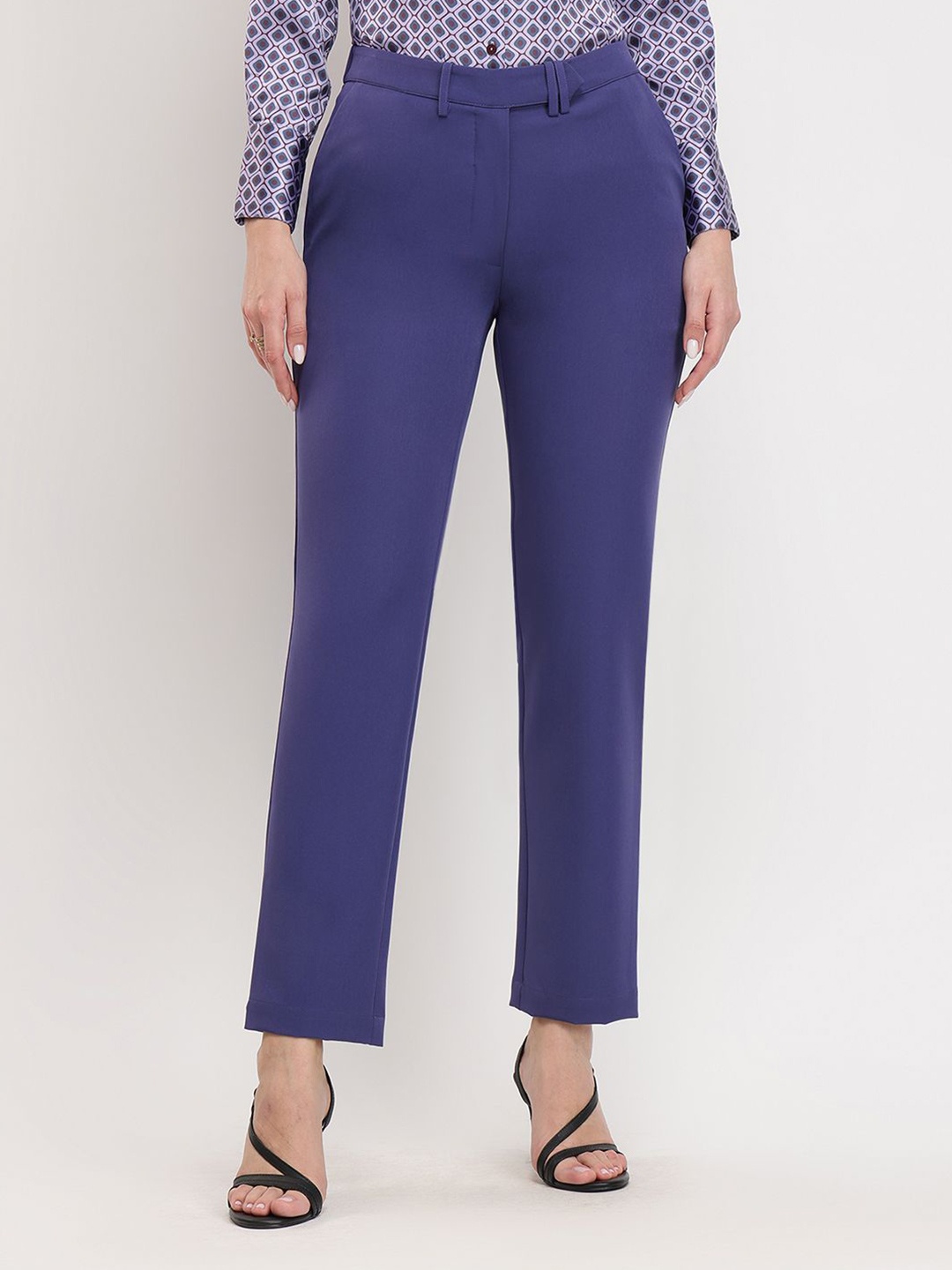 

FableStreet Women Straight Fit Formal Trousers, Violet