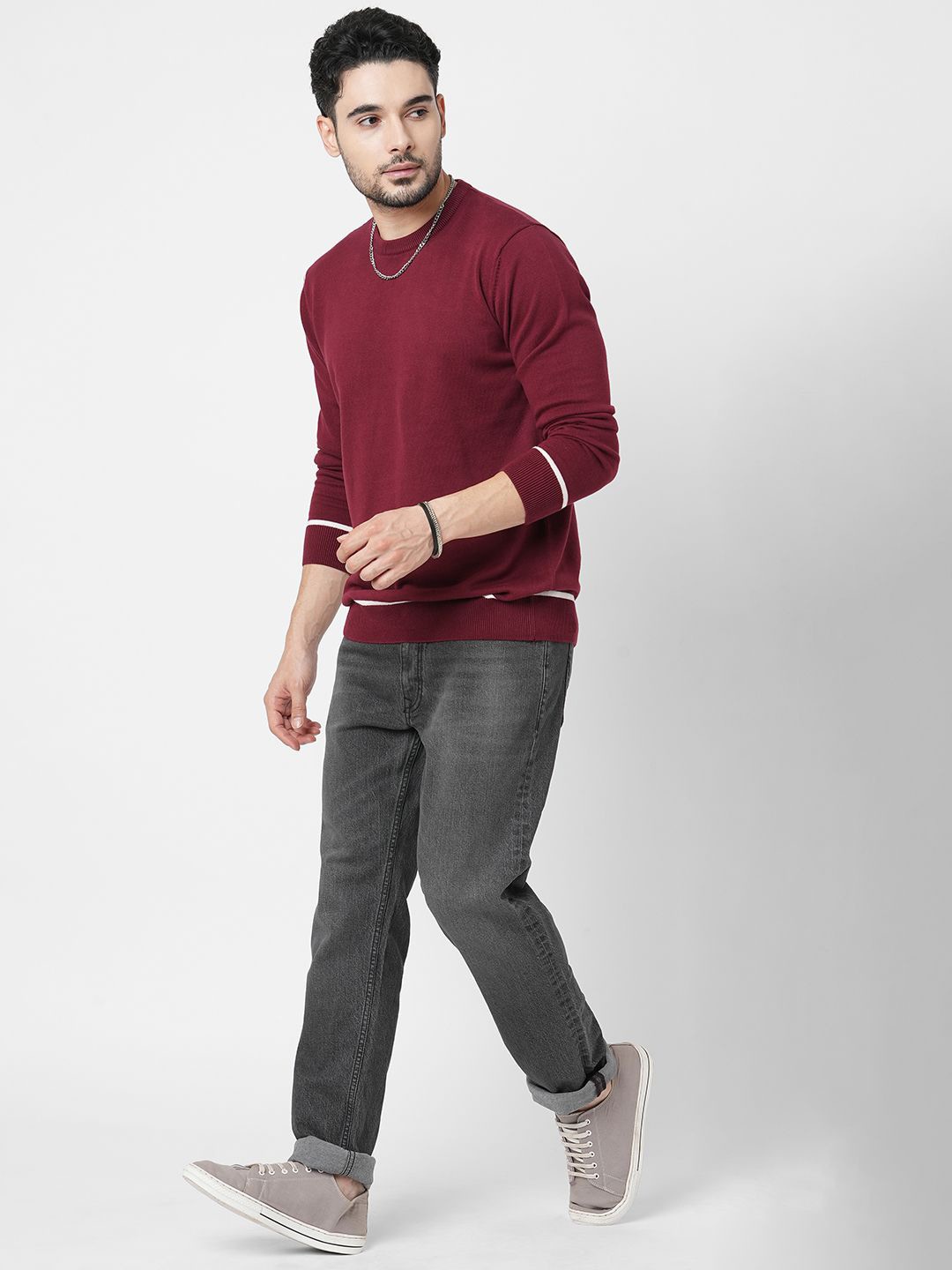 

Loopers Men Round Neck Cotton Sweatshirt, Maroon