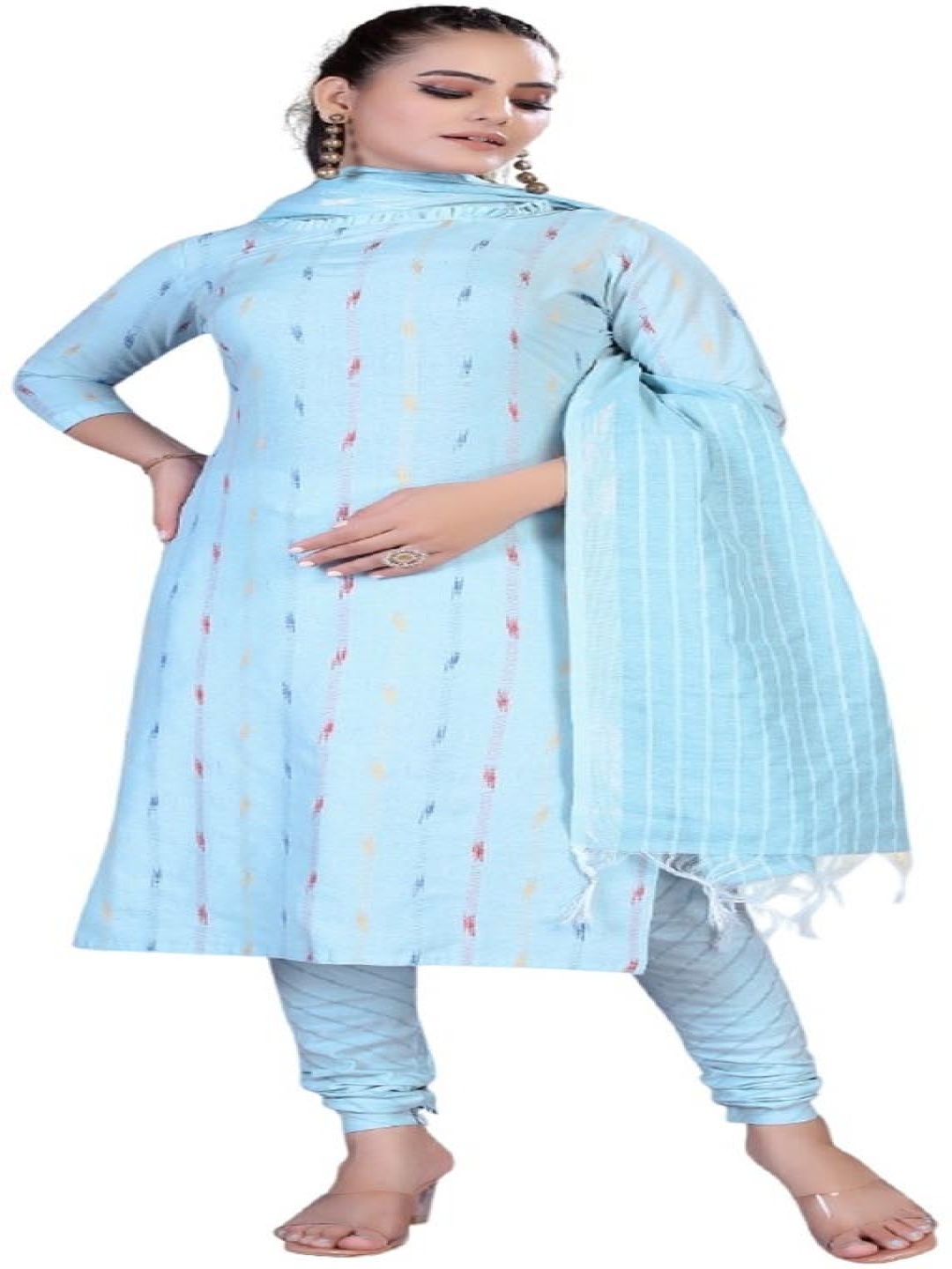 

Aika Abstract Woven Design Pure Cotton Unstitched Dress Material, Blue