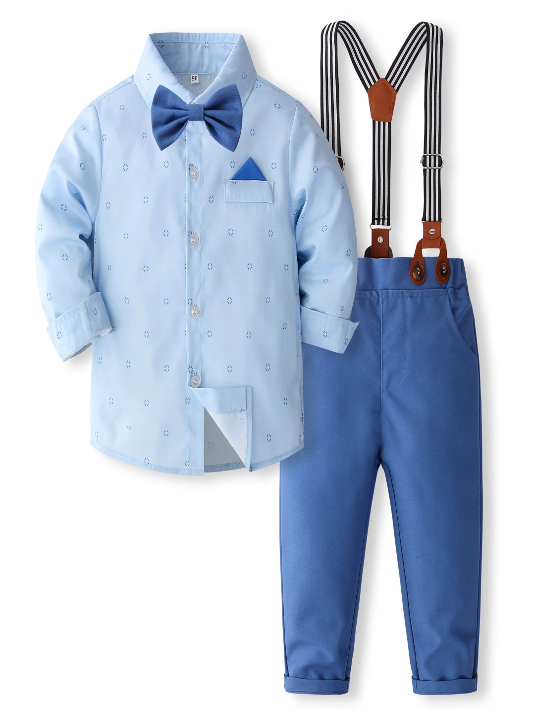 

StyleCast x Revolte Boys Printed Pure Cotton Shirt With Trouser & Suspenders, Blue