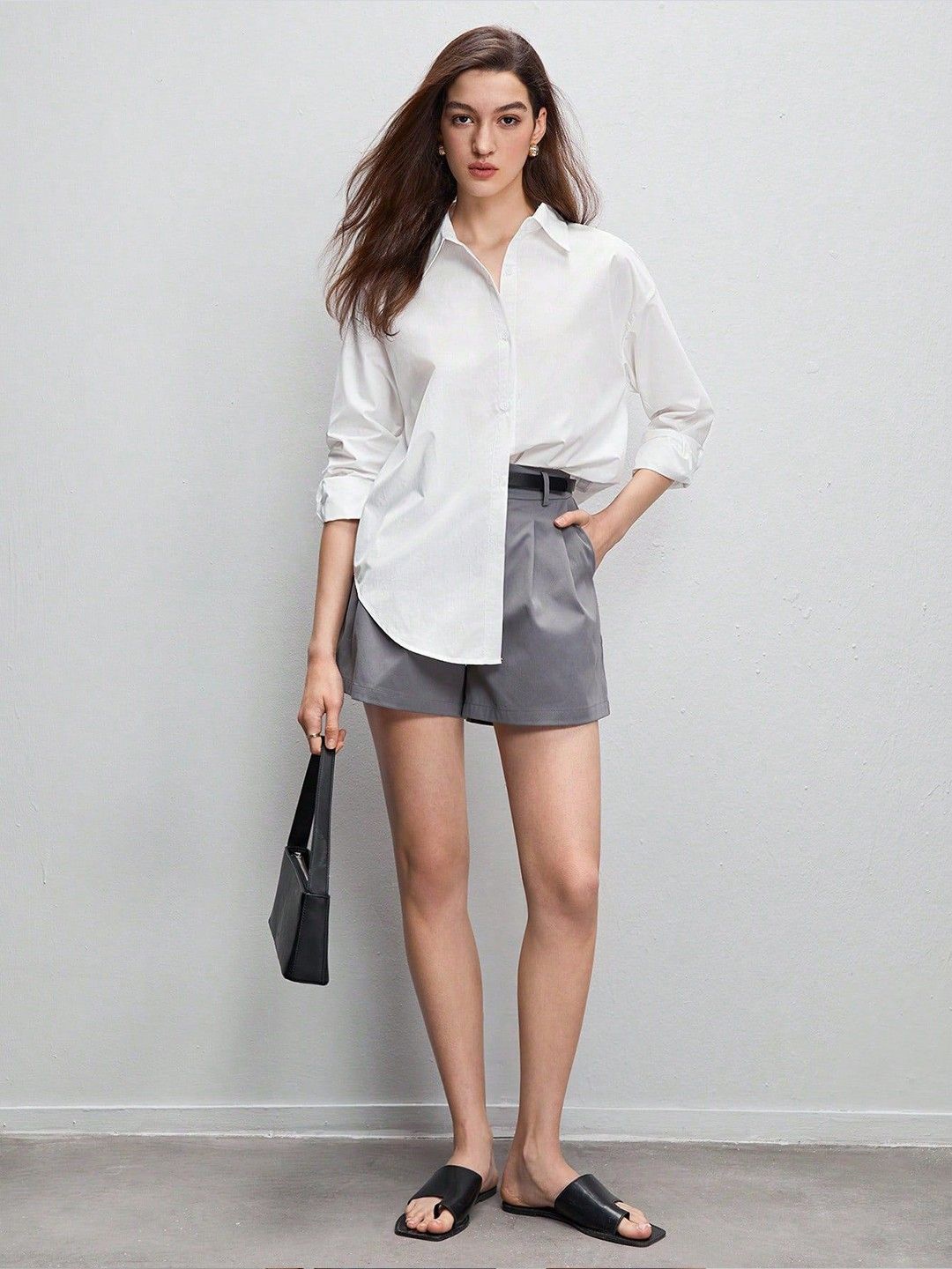 

NANCHI Women Comfort Relaxed Fit Spread Collar Solid Cotton Casual Shirt, White