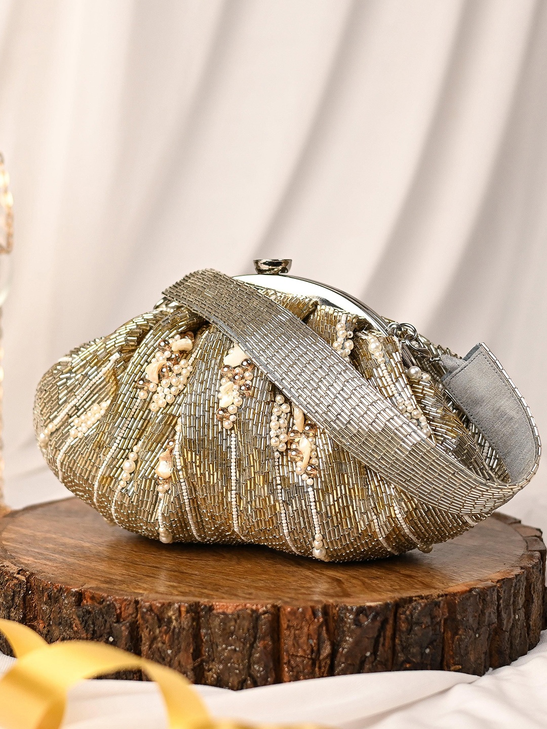 

sugarcrush Embroidered Potli Clutch, Gold