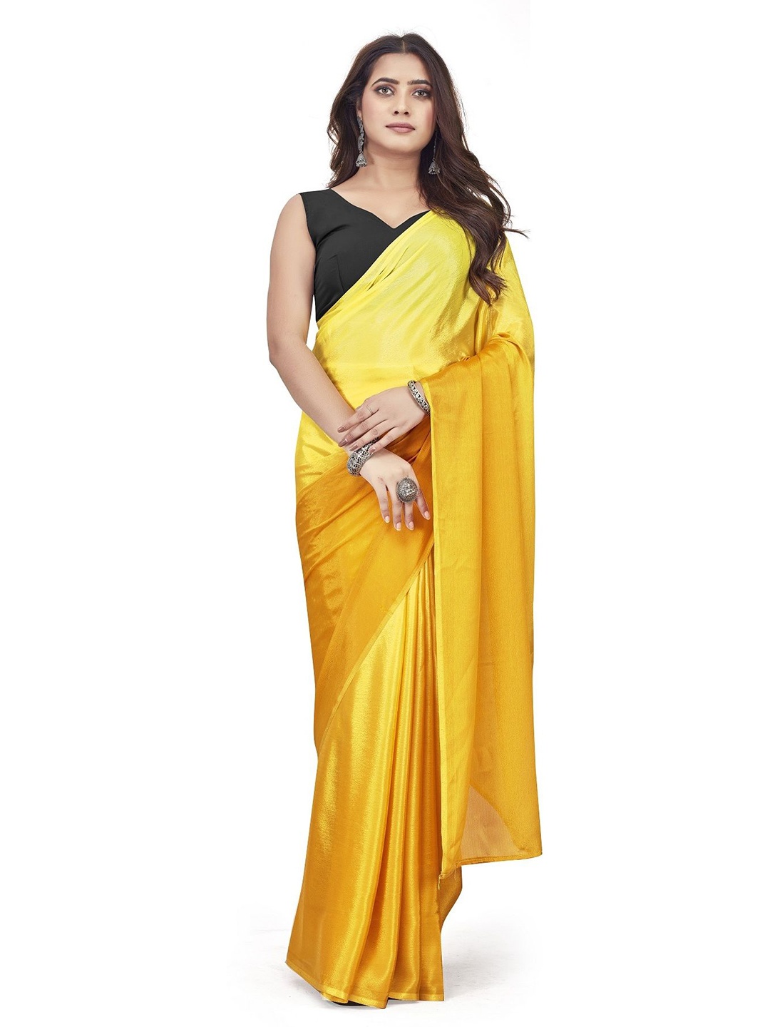 

Aika Ombre Pure Georgette Saree, Yellow