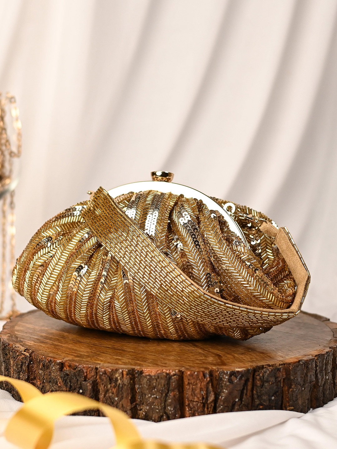 

sugarcrush Embroidered Potli Clutch, Gold