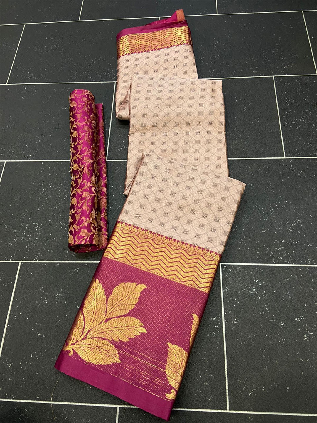 

Aika Woven Design Zari Saree, Beige