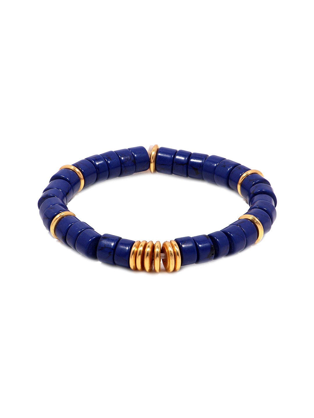 

MNSH Gold-Plated Bohme Beads Lapis Elasticated Bracelet