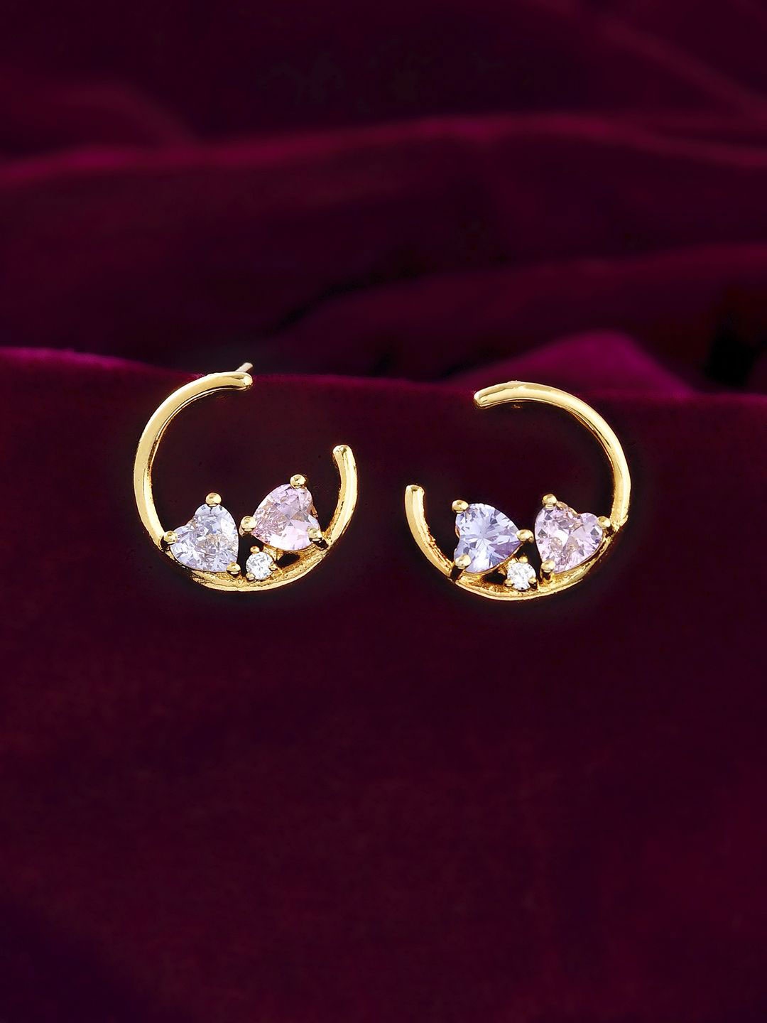 

Voylla Gold-Plated American Diamond Brass Circular Studs