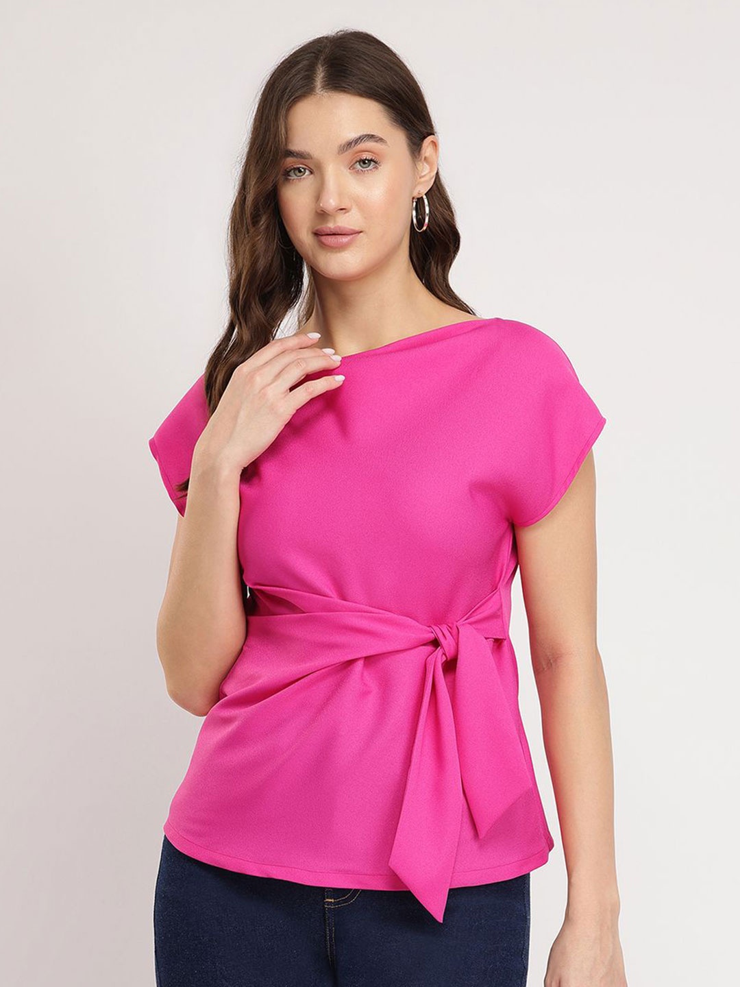 

FableStreet Stretchable Tie-up Top - Pink