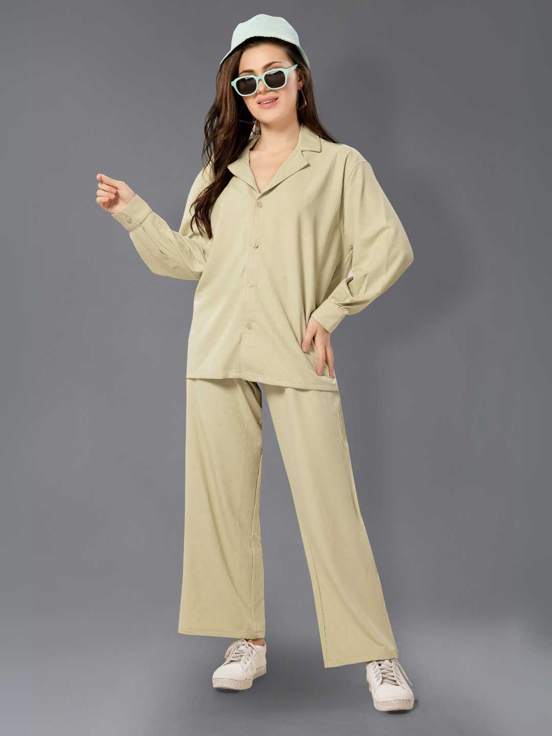 

cherrylavish Laple Collar Shirt With Trouser, Grey