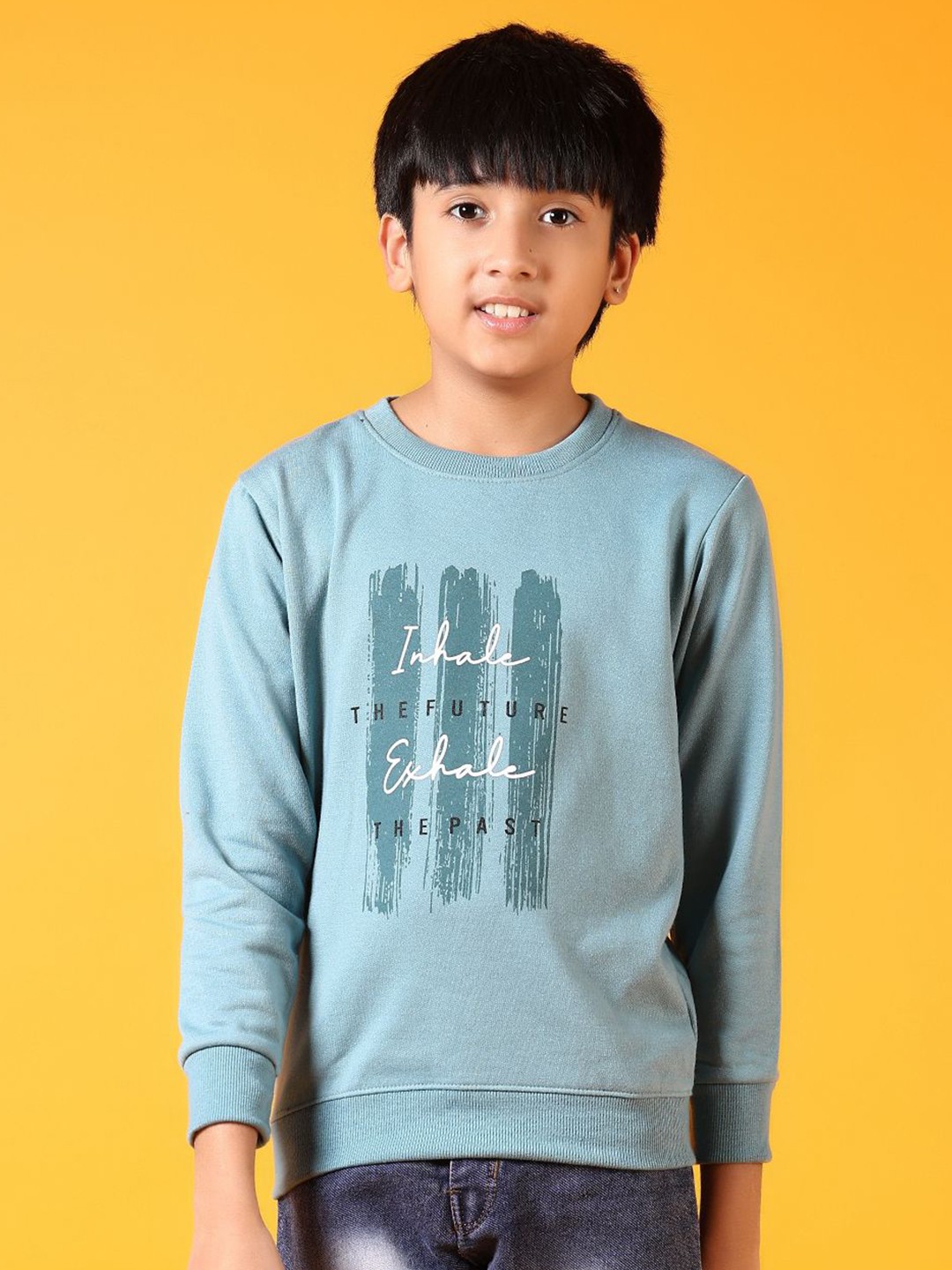 

V-Mart Boys Printed Cotton Sweatshirt, Green