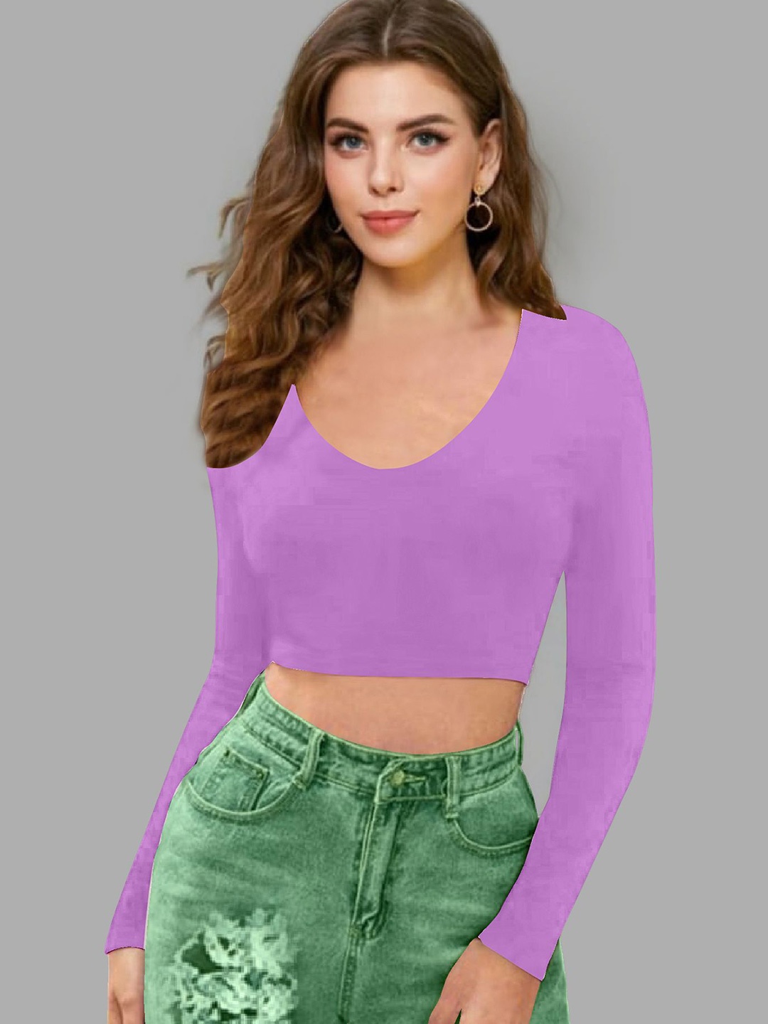 

Dream Beauty Fashion Women V-Neck Fitted Crop Top, Lavender