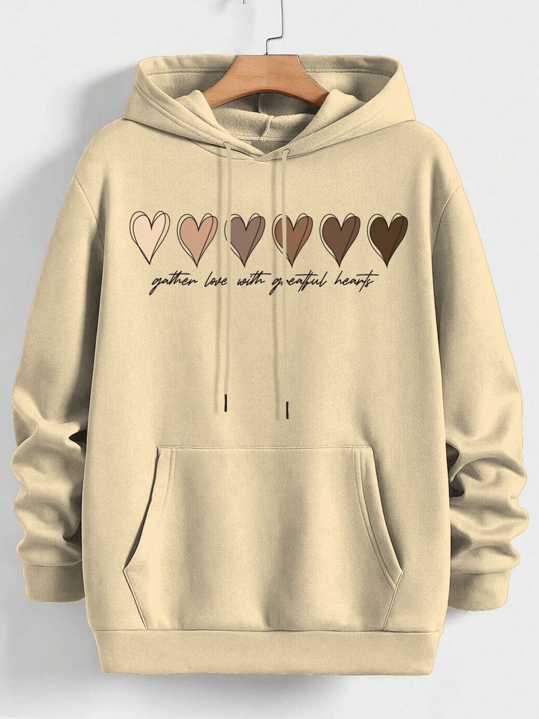

TOGS & TERRE Women Printed Hooded Sweatshirt, Beige