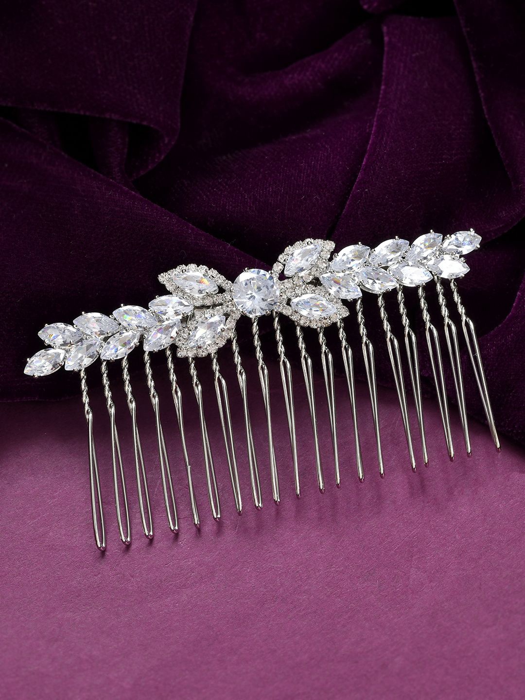 

Voylla Embellished Royal Romance Noorie Comb Pin Hair Accessories, Silver
