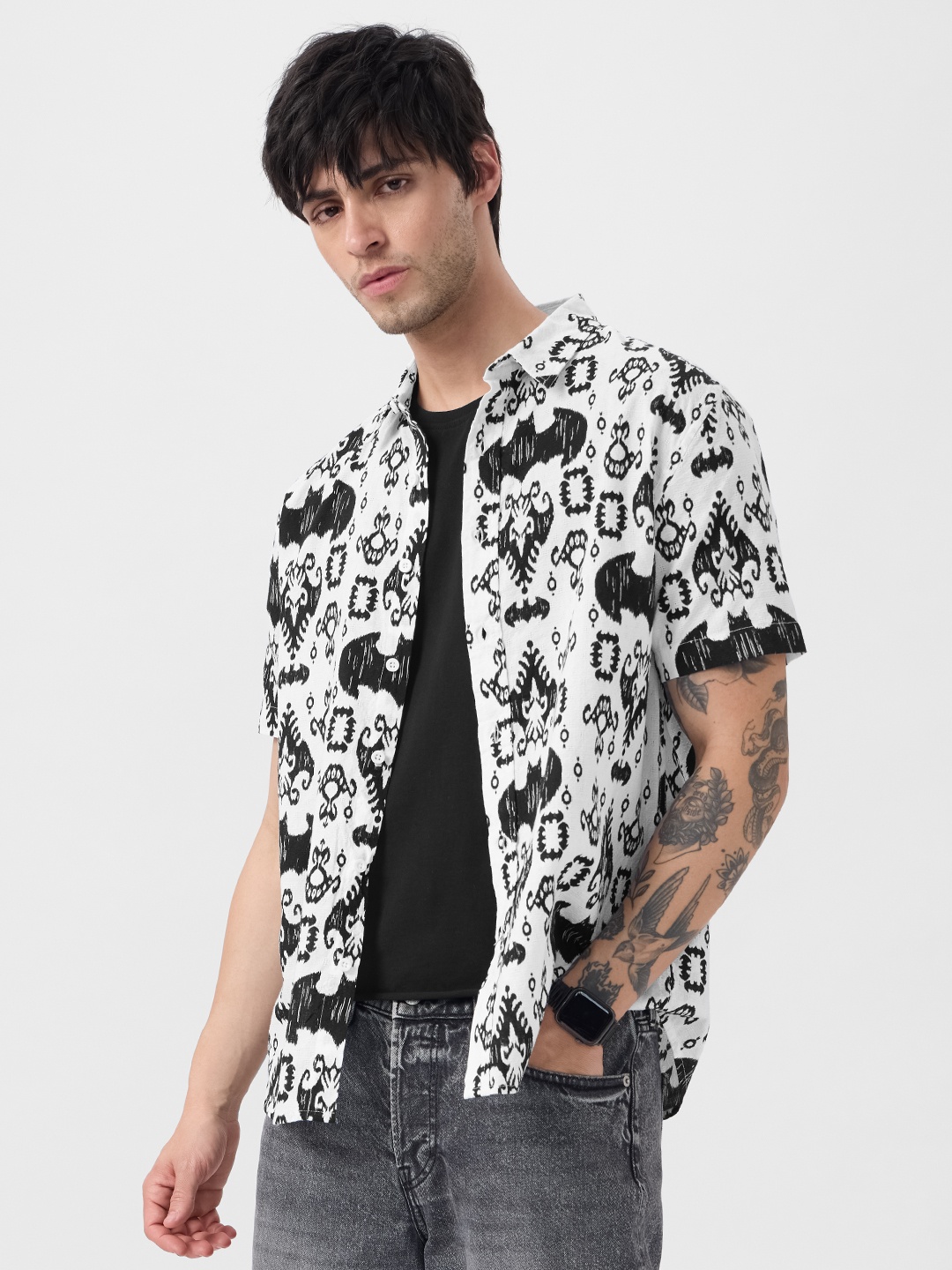 

The Souled Store Men Opaque Printed Casual Shirt, White