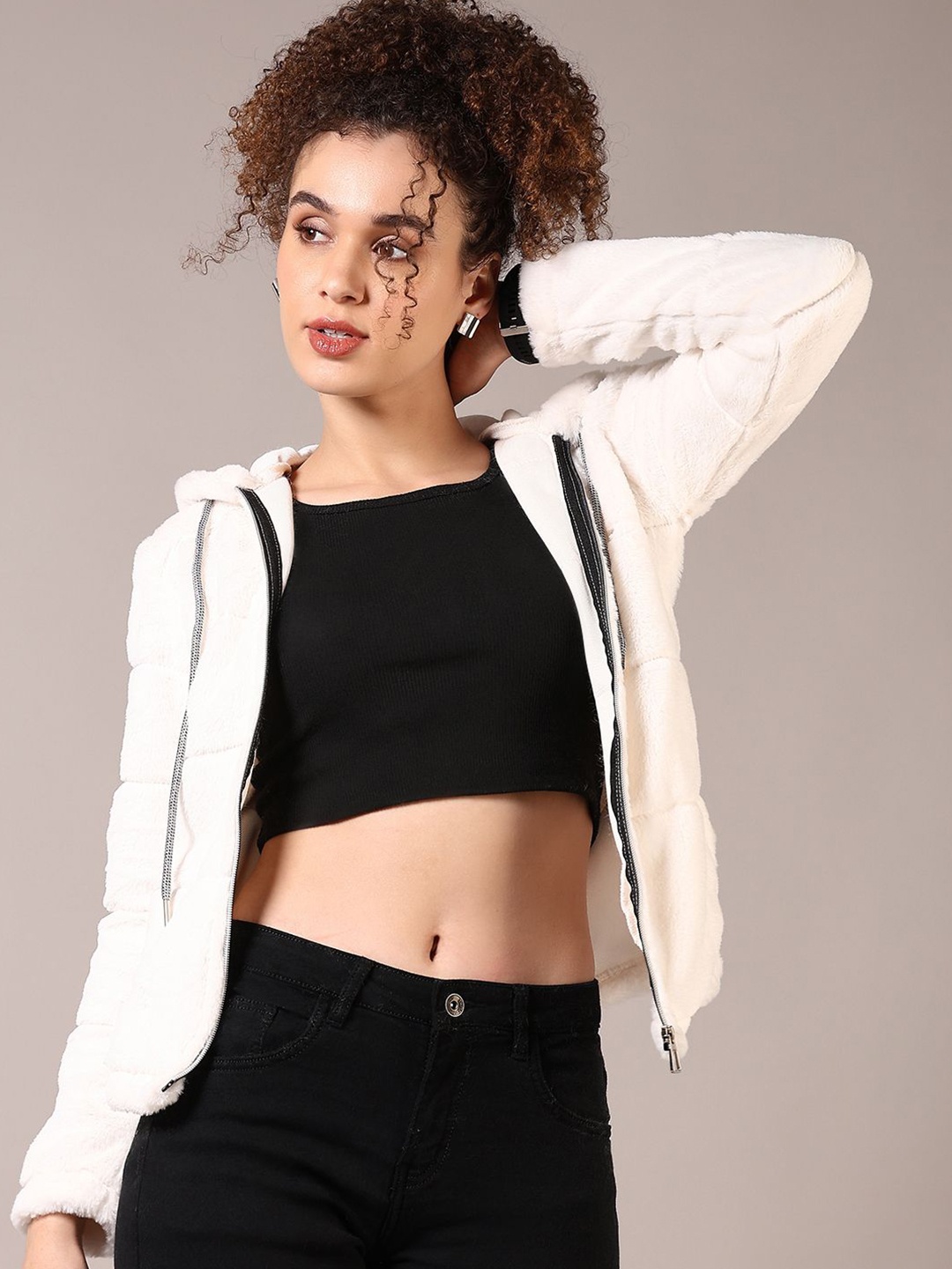

V-Mart Women Hooded Sweatshirt, Off white