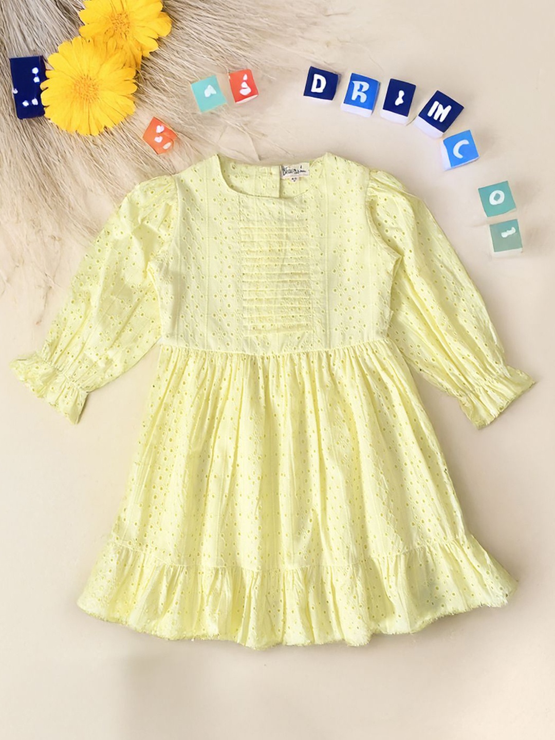 

Bella Moda Girls Cotton A-Line Dress, Green