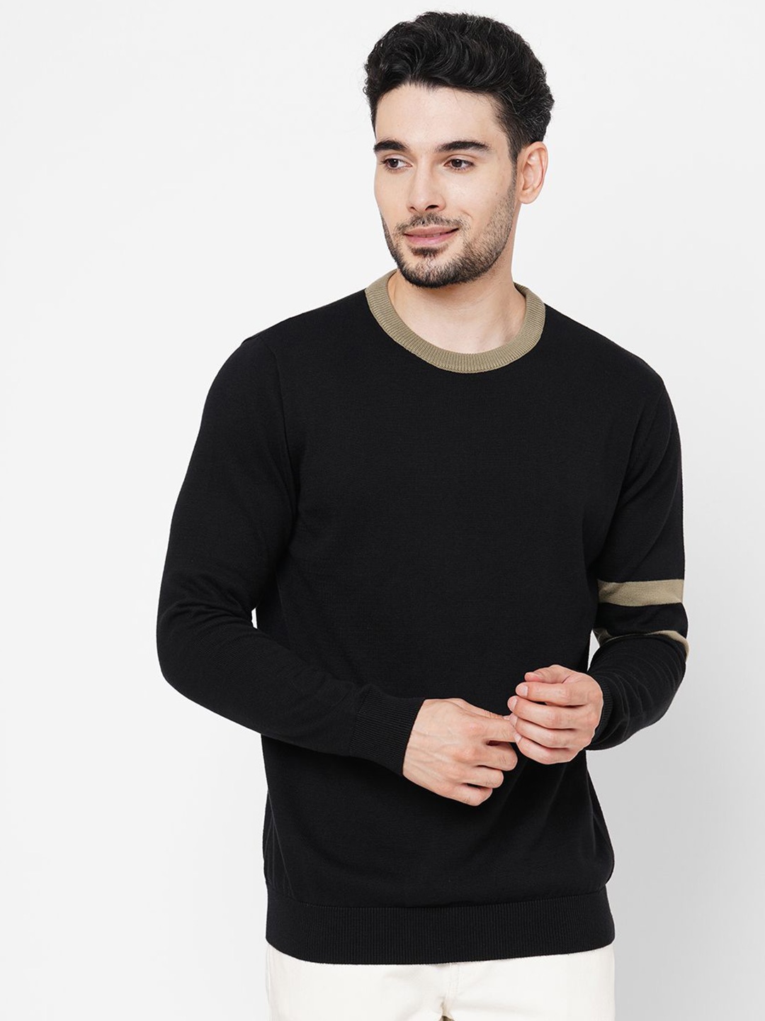 

Loopers Men Round Neck Cotton Sweatshirt, Black