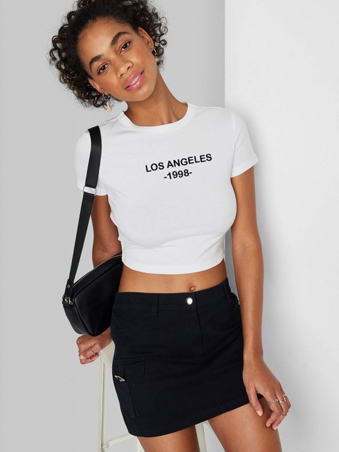 

sollobell Print Cotton Crop Top, White