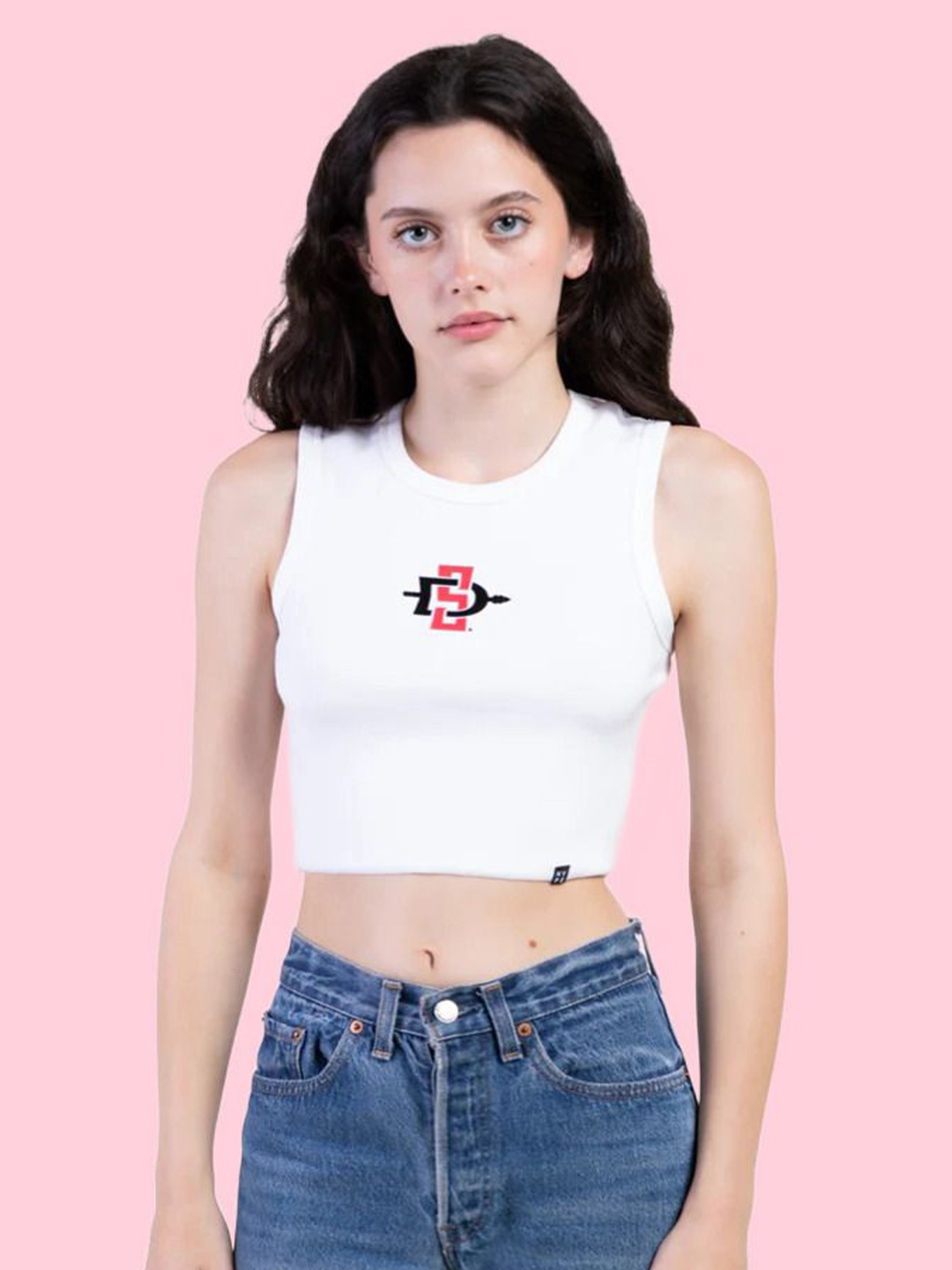 

sollobell Print Cotton Crop Top, White