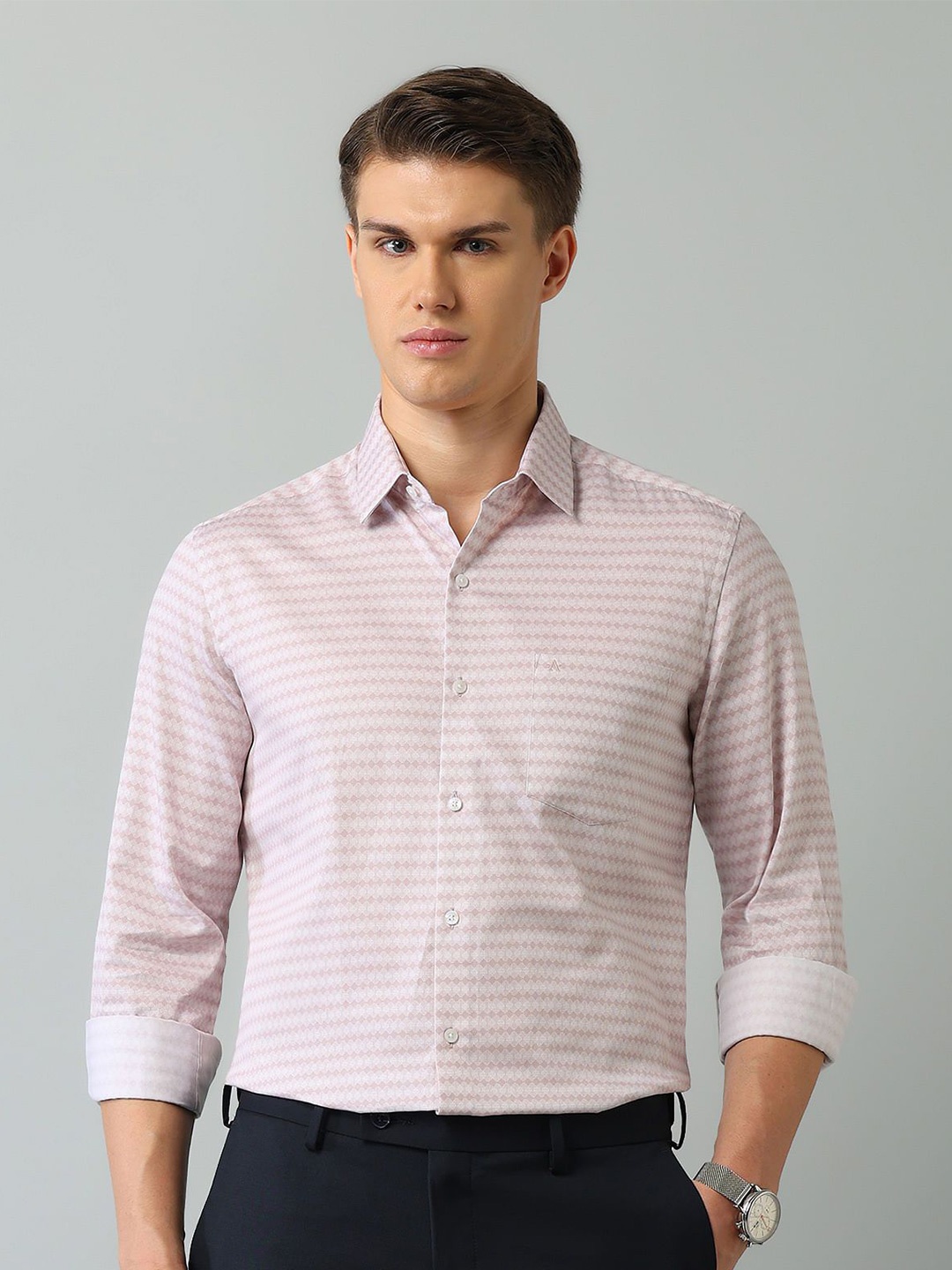 

Arrow Men Slim Fit Opaque Printed Casual Shirt, Pink