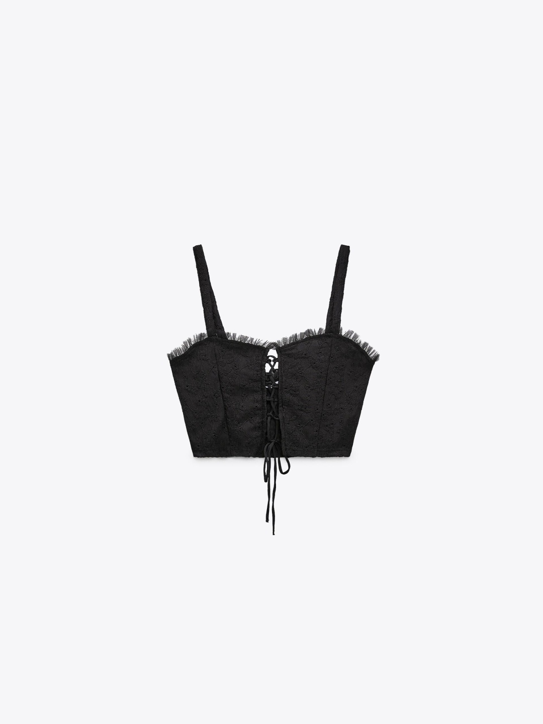 

ZARA Floral Top, Black