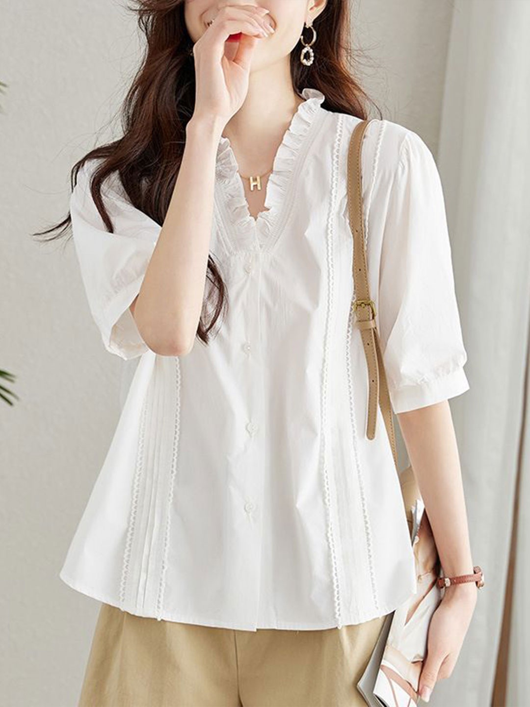 

StyleCast Women Solid Built-Up Collar Cotton Casual Shirt, White
