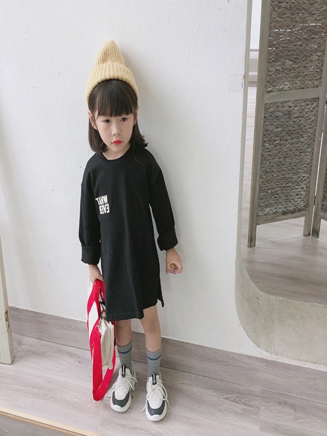

StyleCast x Revolte Girls Typography Printed Cotton A-Line Dress, Black