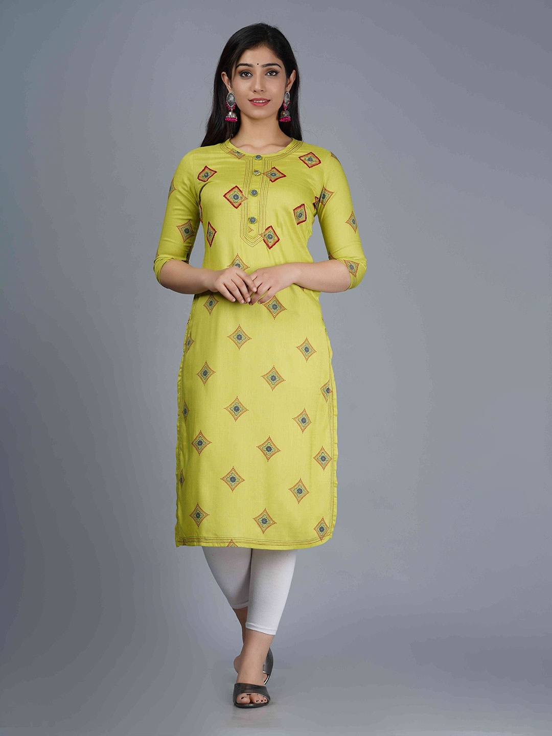 

SHAGUNA'S Women Printed Straight Kurta, Green