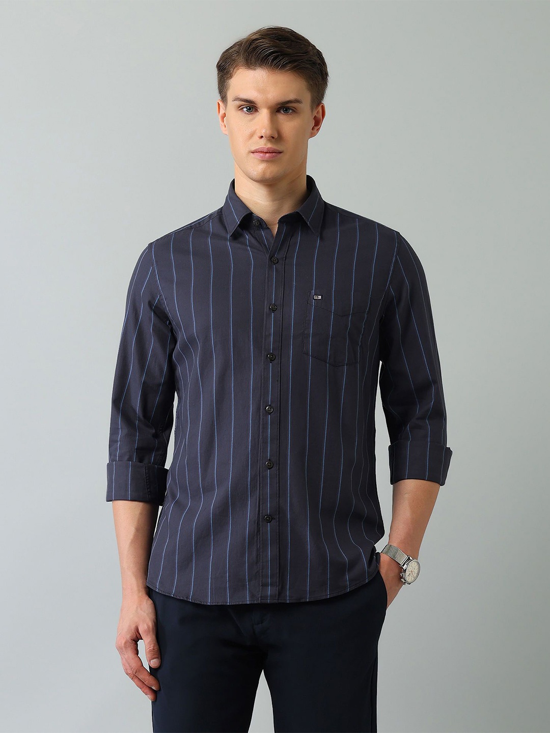 

Arrow Sport Men Slim Fit Opaque Striped Casual Shirt, Blue