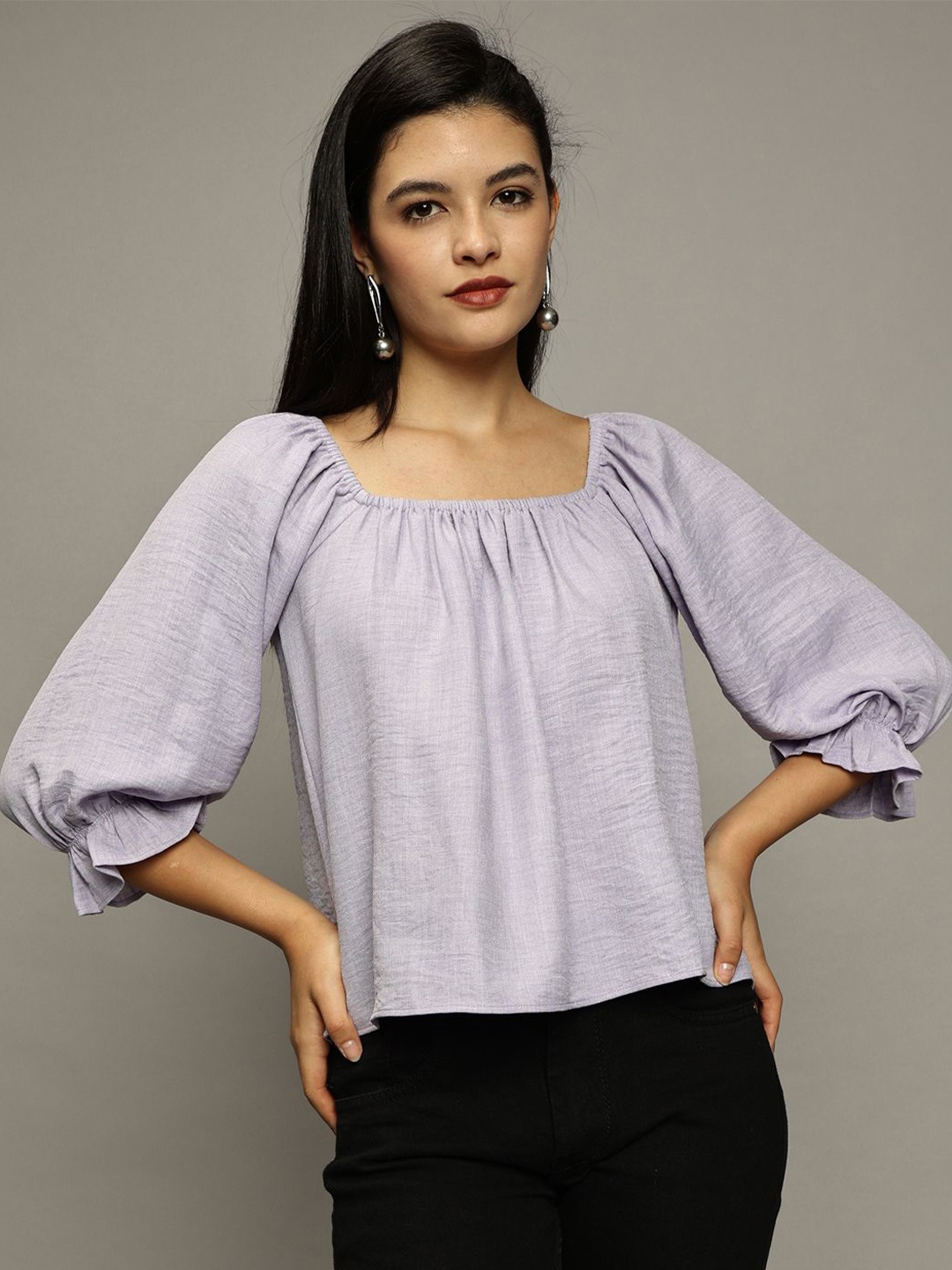 

The Roadster Lifestyle Co Women Square Neck Top, Purple