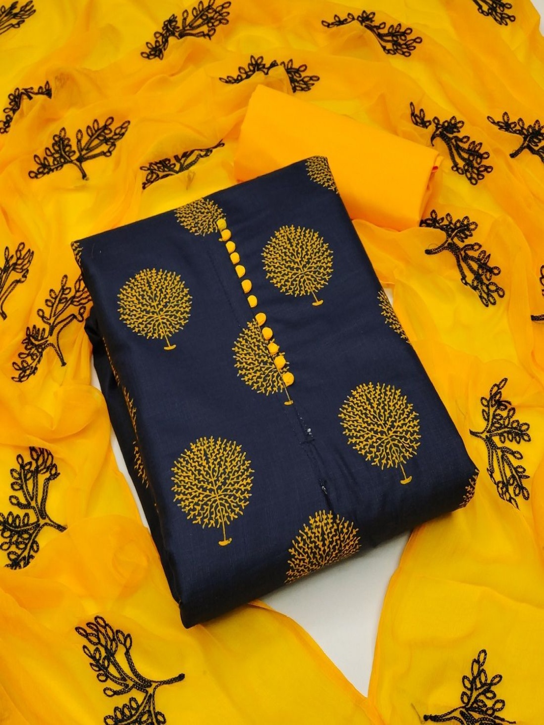 

Aika Ethnic Motifs Printed Pure Cotton Unstitched Dress Material, Blue