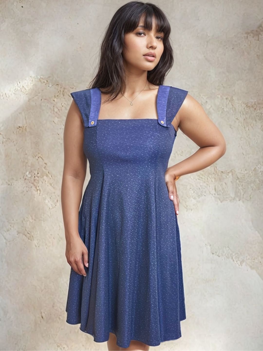 

Isthitos Women Printed A-Line Dress, Blue