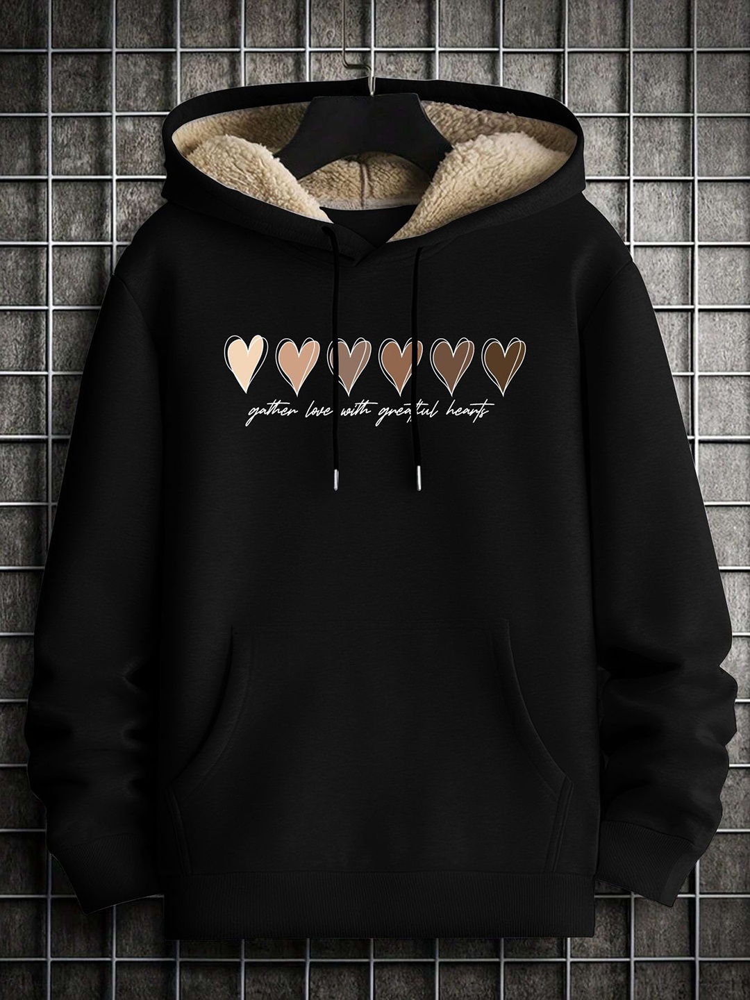 

TOGS & TERRE Women Graphic Printed Hooded Sweatshirt, Black