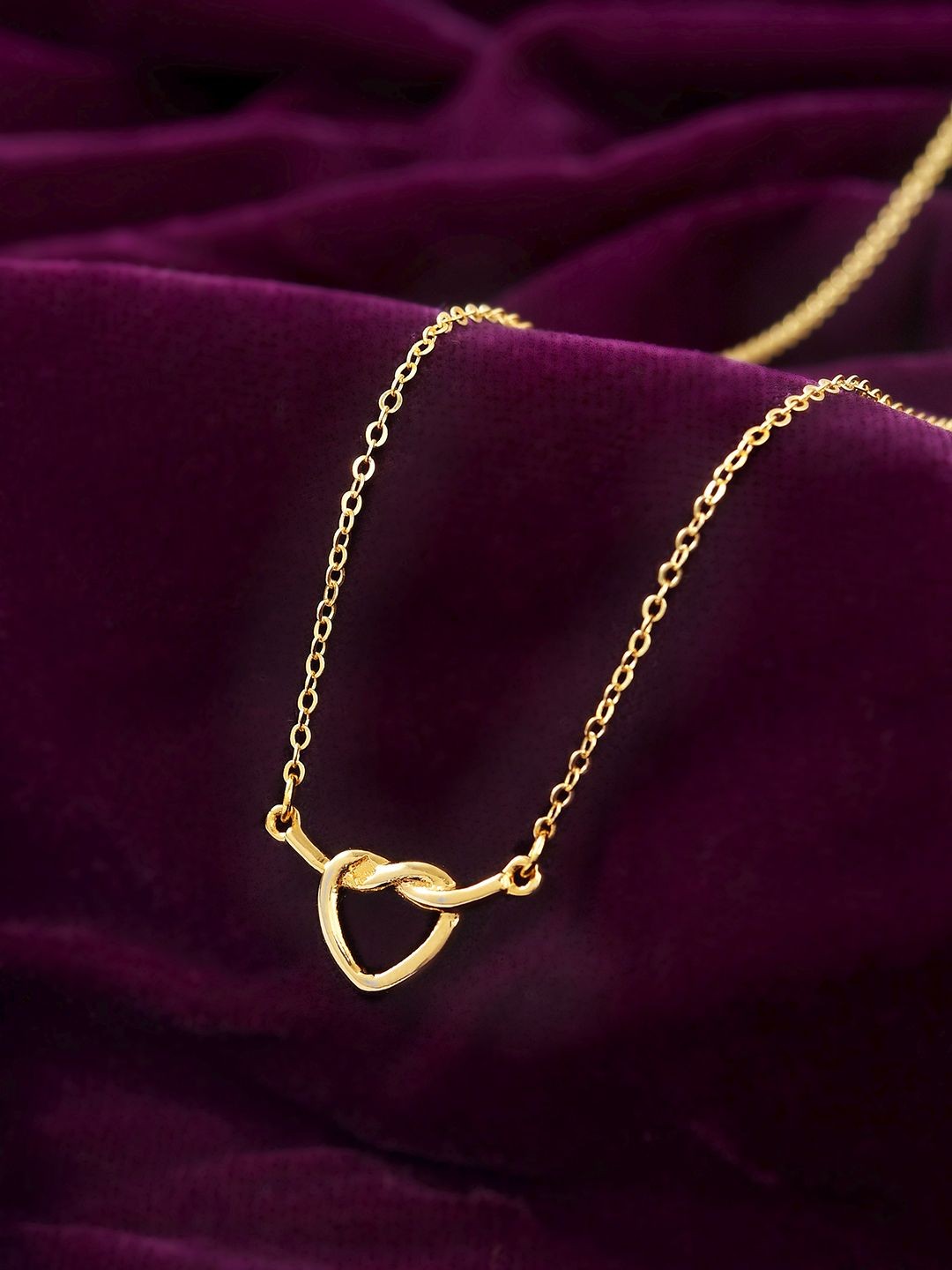 

Voylla Gold-Plated Valentine's Day Heart Knot Minimal Pendant Chain