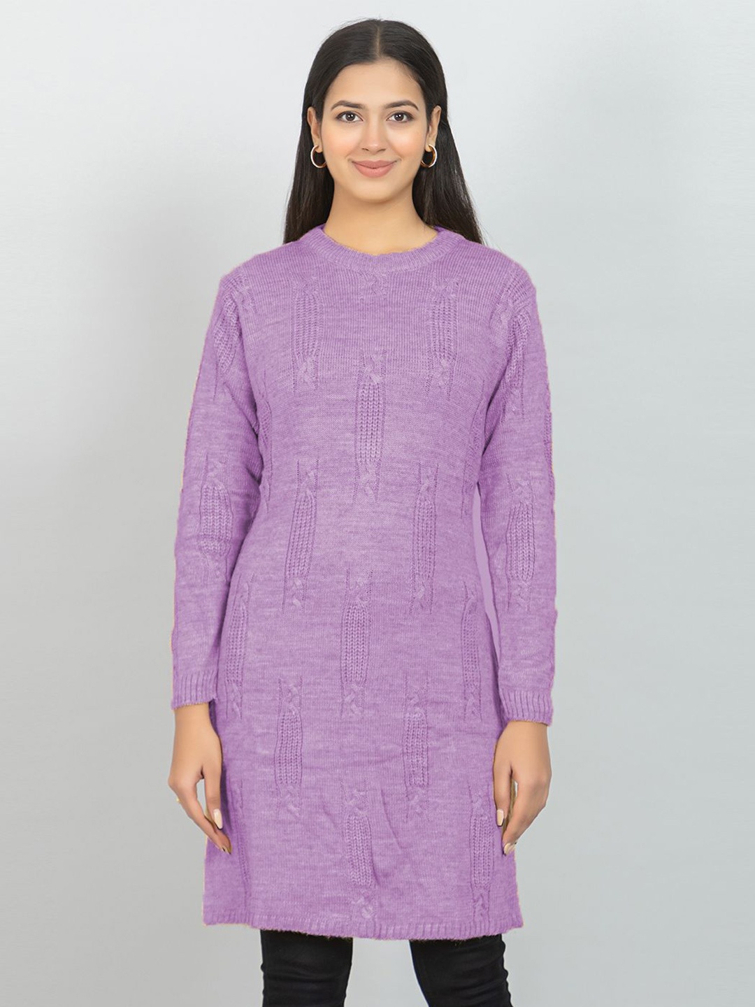 

Wool's Kart Women Self Design Woollen Tunic, Purple