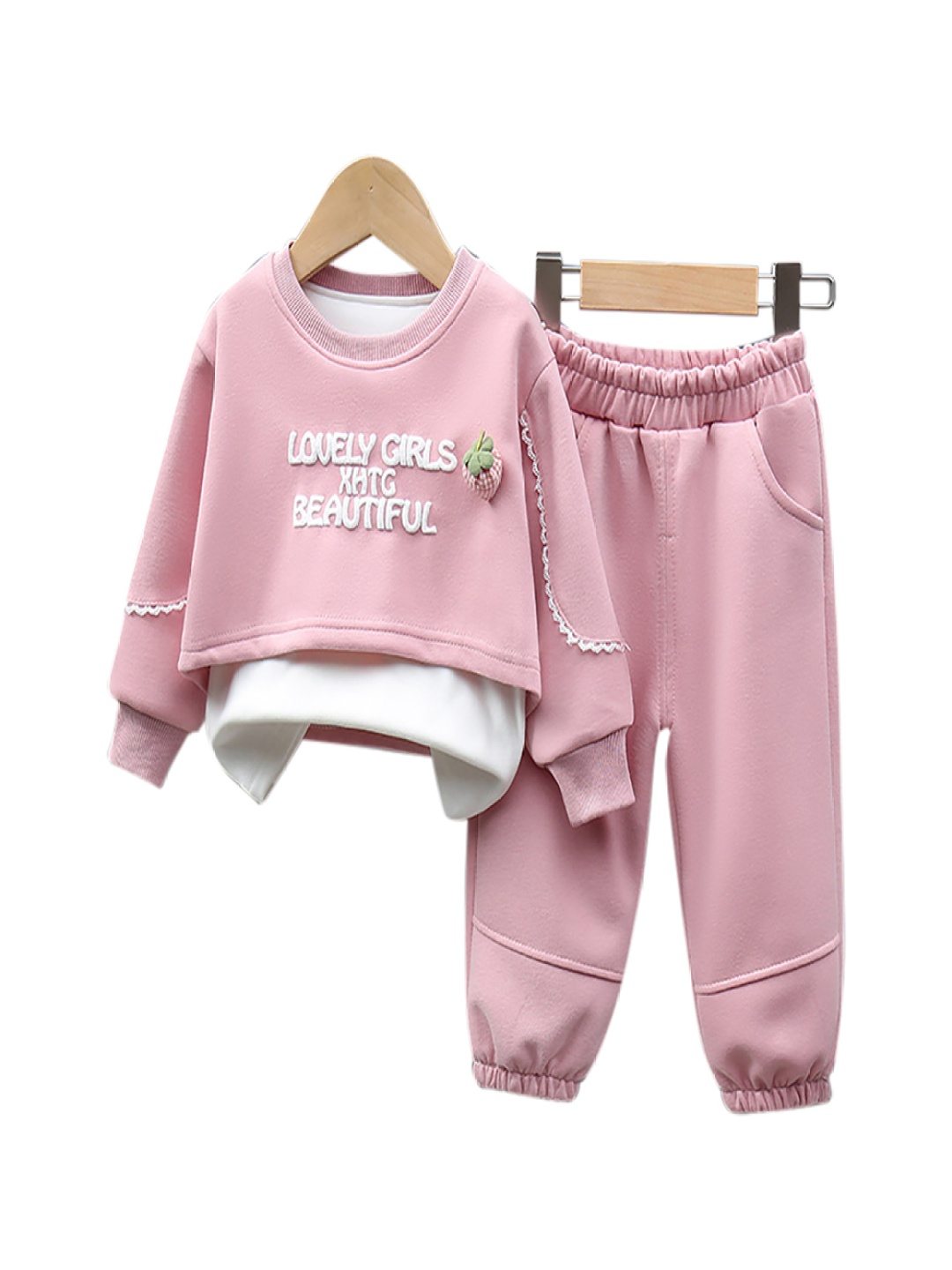 

StyleCast x Revolte Girls Printed Round Neck Sweatshirt With Joggers, Pink