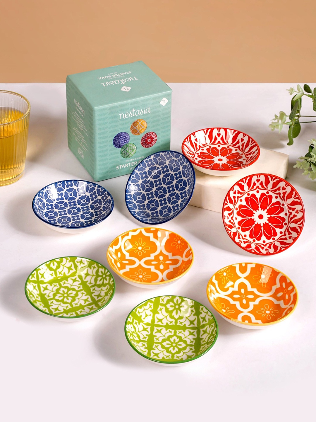 

Nestasia Unisex 8 Pcs Small Ceramic Dip Bowls 70 ml, Red