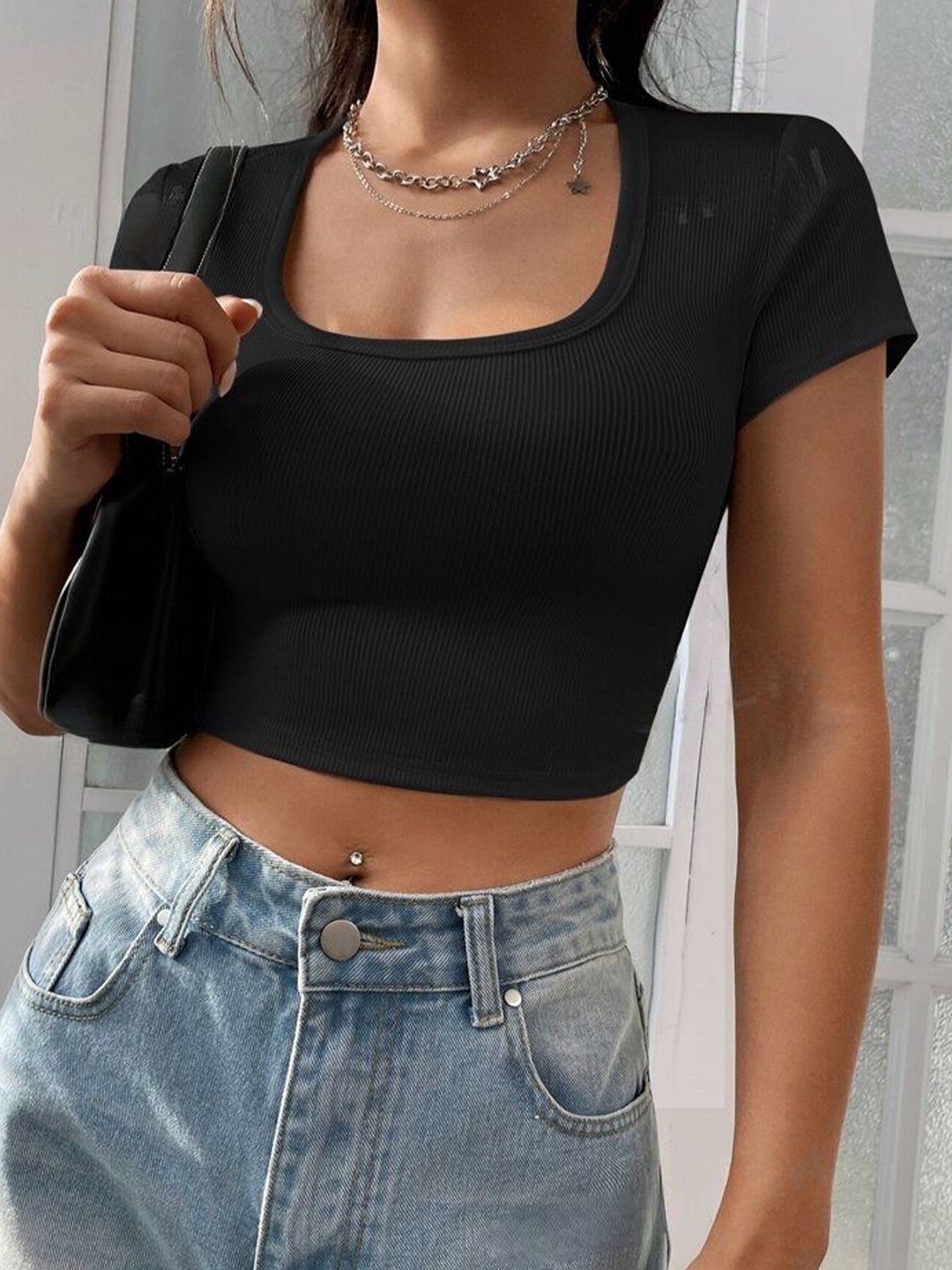 

sollobell Cotton Crop Top, Black