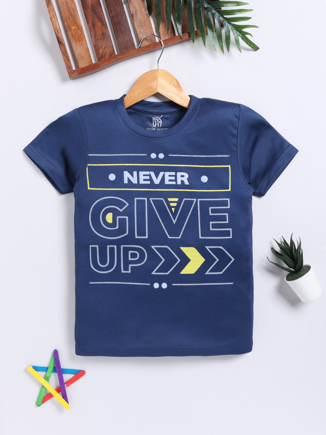 

HRX by Hrithik Roshan Boys Typography Printed T-shirt, Navy blue