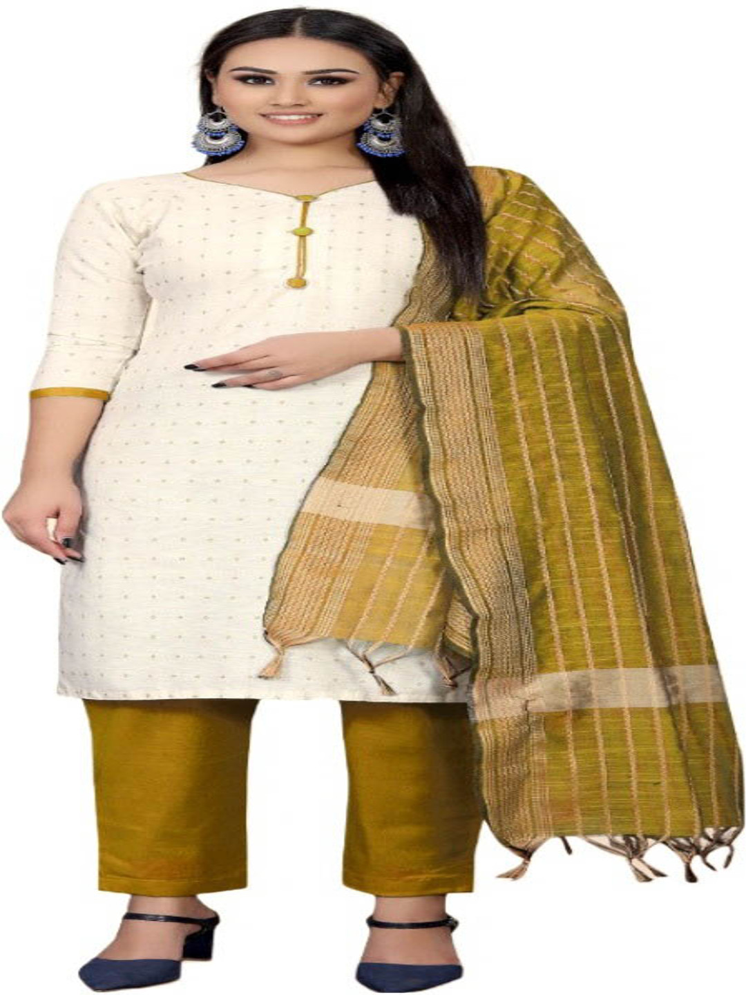

Aika Pure Cotton Unstitched Dress Material, Yellow