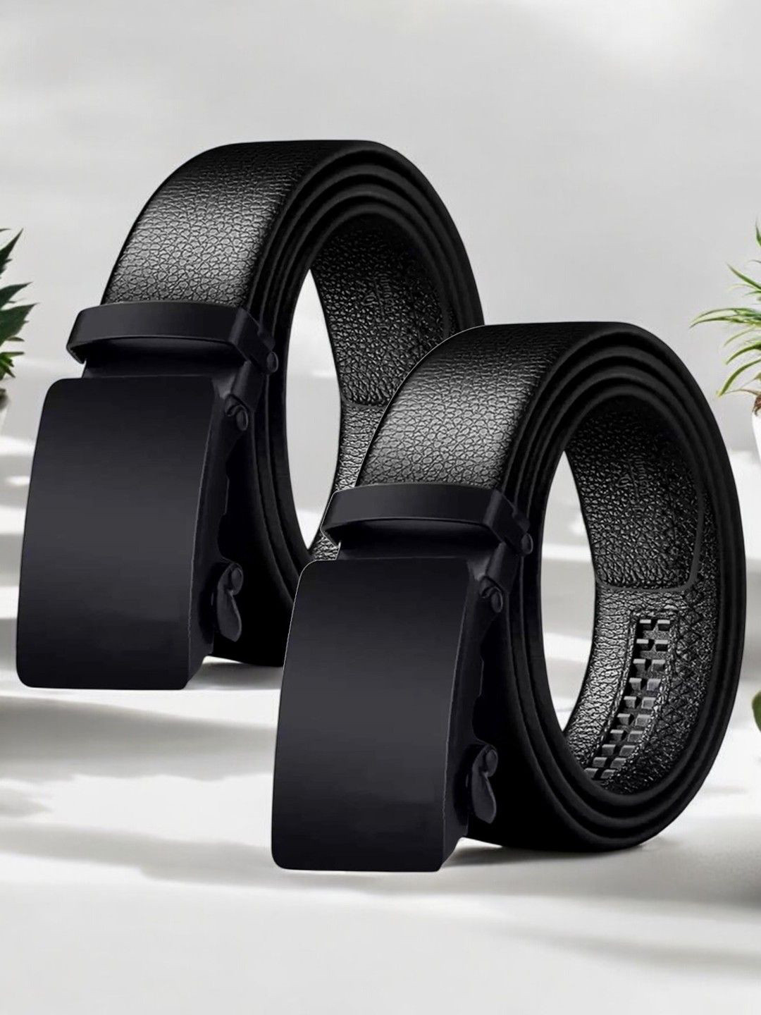 

Metronaut Men Textured 2 PU Belt, Black