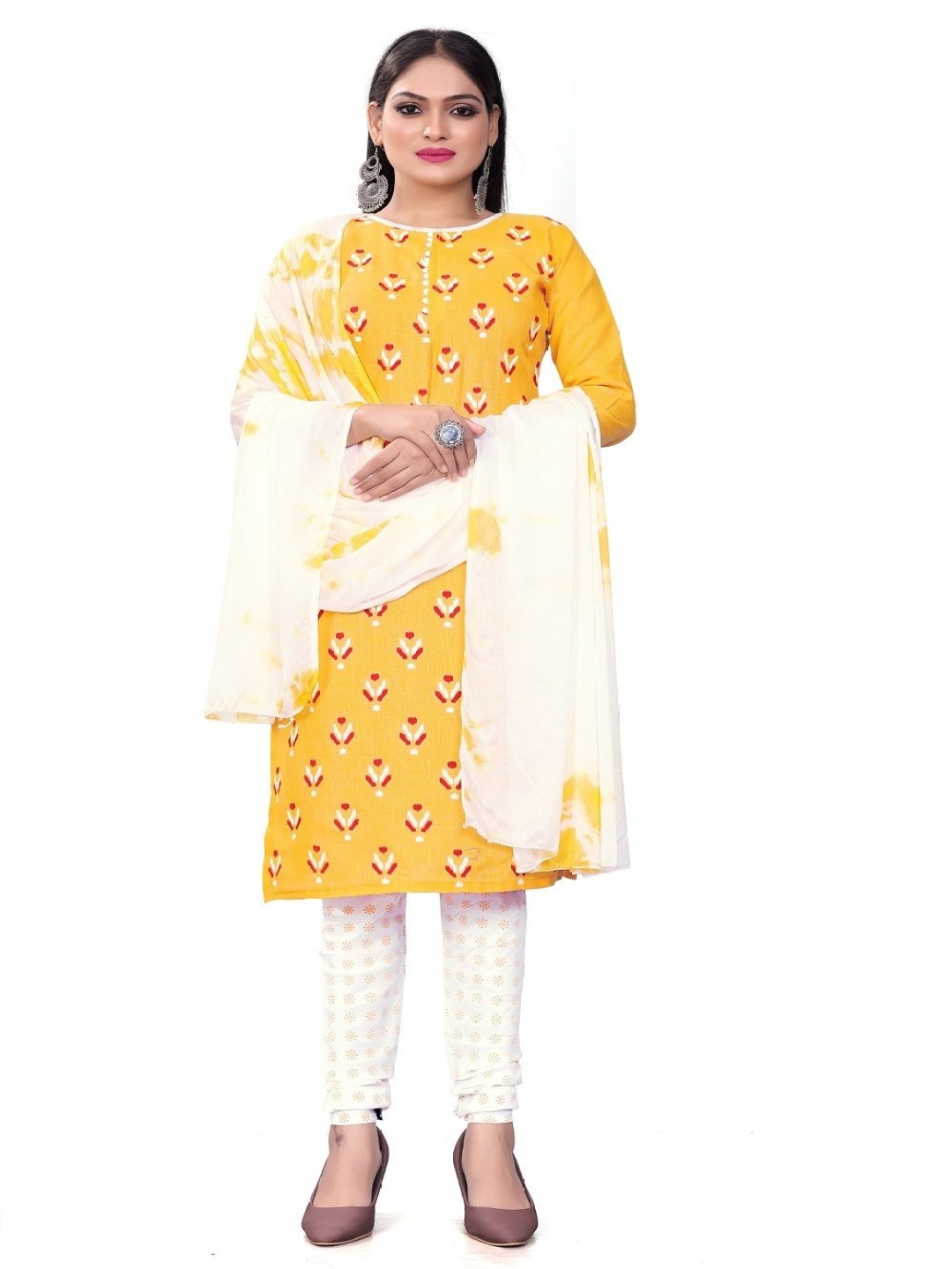 

Aika Geometric Printed Pure Cotton Unstitched Dress Material, Yellow