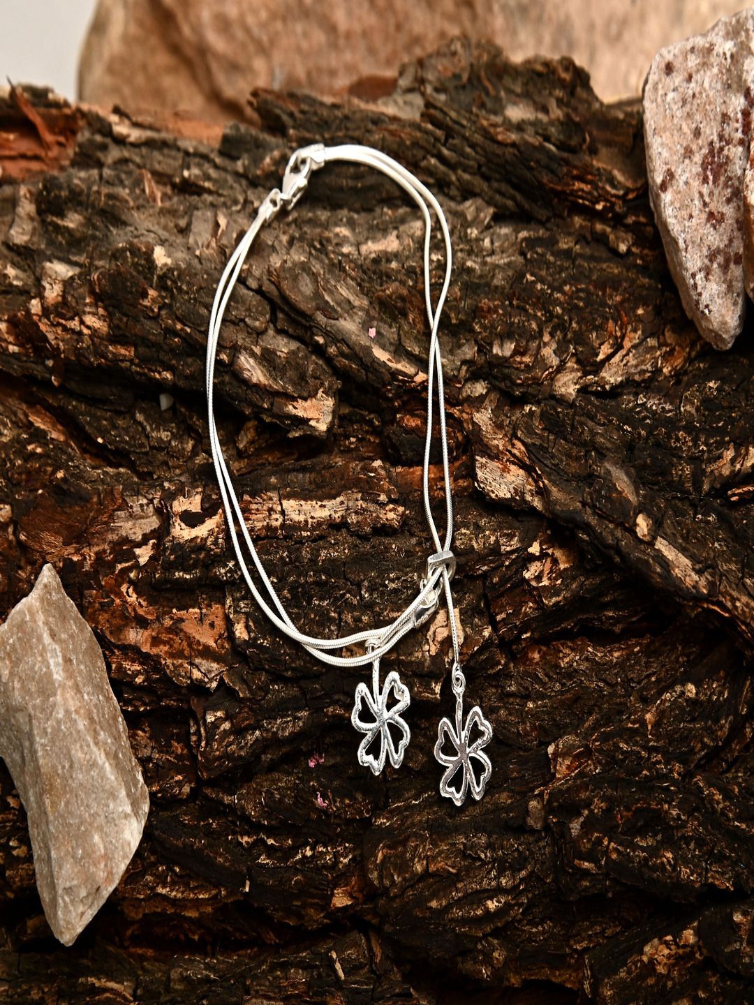 

Paavni Girls 925 Sterling Silver Floral Charm Bracelet