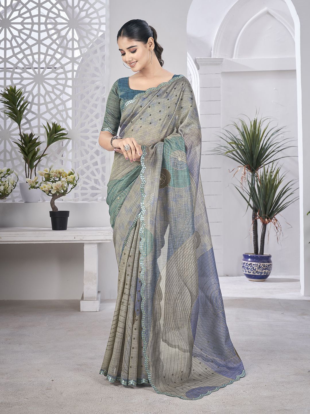 

all about you Organza Saree, Grey
