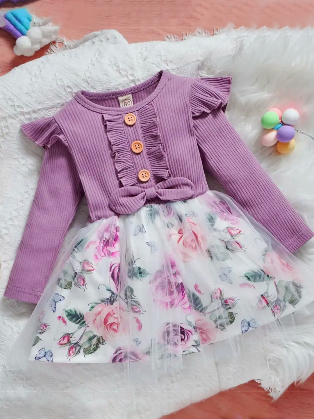 

Epochlite Girls Floral Printed Fit & Flare Dress, Purple